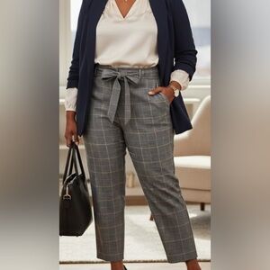 PLUS SIZE PANTS !! Lane Bryant Black and Gray Plaid Men's Dress Pants